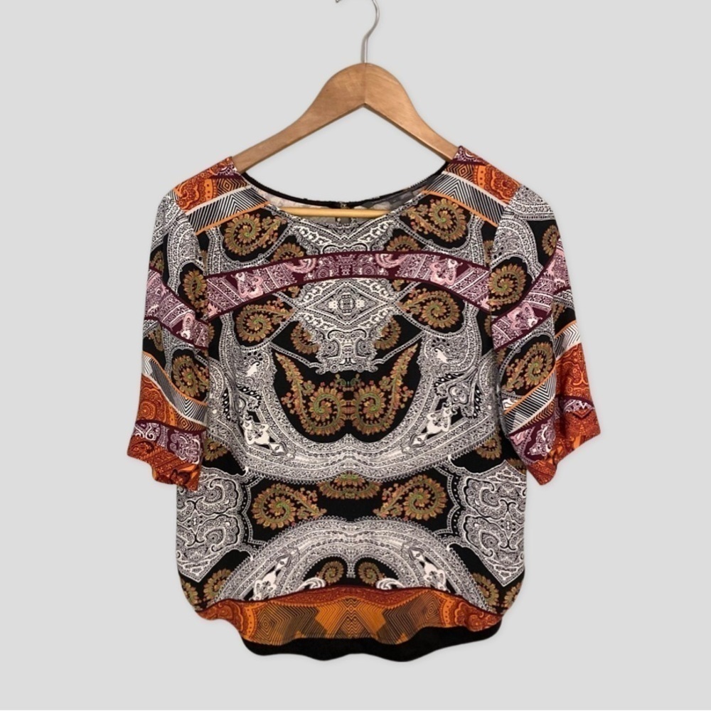 TWELFTH STREET by Cynthia Vincent 3/4 Sleeve Paisley Blouse Size M